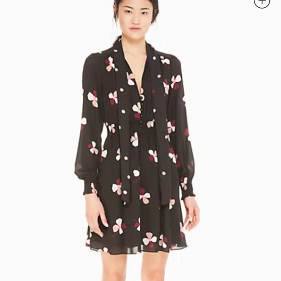 Kate Spade Black Floral Midi Dress - Picture 7 of 8